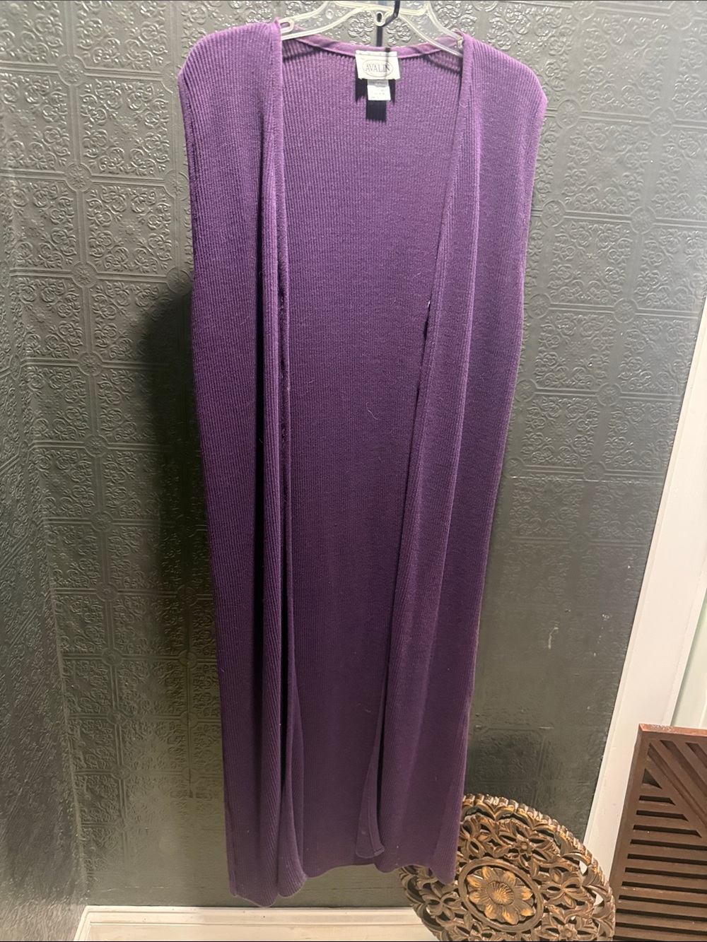 Avalon Plum Longline Open-Front Knit Vest